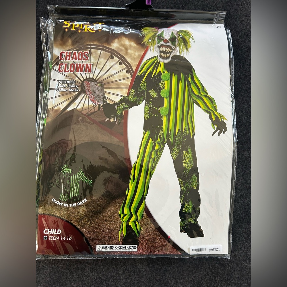 Chaos Clown Kids Costume - Neon Green & Black